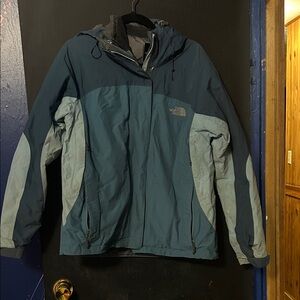 North Face Women’s Teal and Light Gray Double Layer Jacket